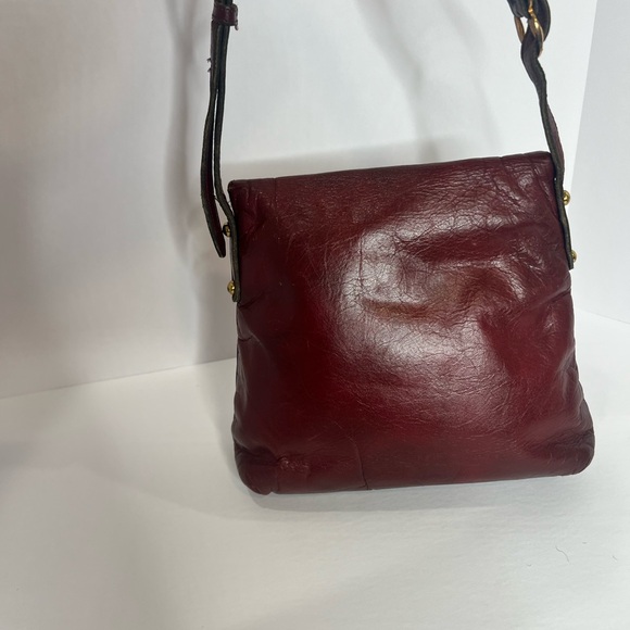 Vintage 60s 70s Leather Handbag AIGNER Handmade Shoulder Bag Maroon Purse - Picture 10 of 16